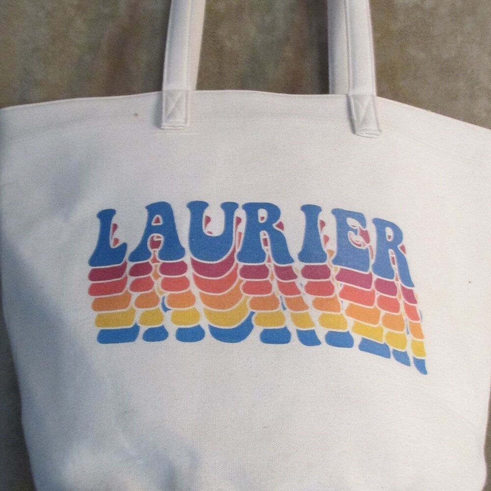 Laurier Tote Bag Ivory Calico Cotton 20 X 14 X 7